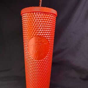 Starbucks Venti Cold Cup - Orange Bling Pearlized Studded